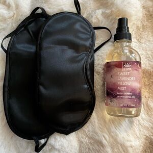 Black Sleep Masks with Lavender Pillow Mist